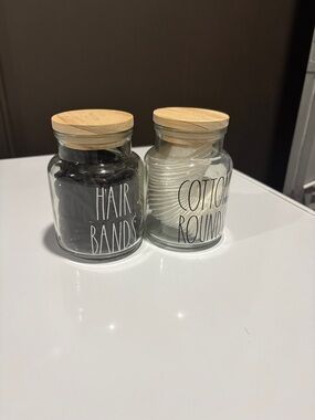 Rae Dunn Glass Jars with Wood Lids - Black & White